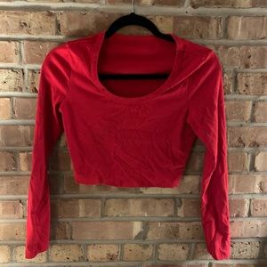 red long sleeve crop top